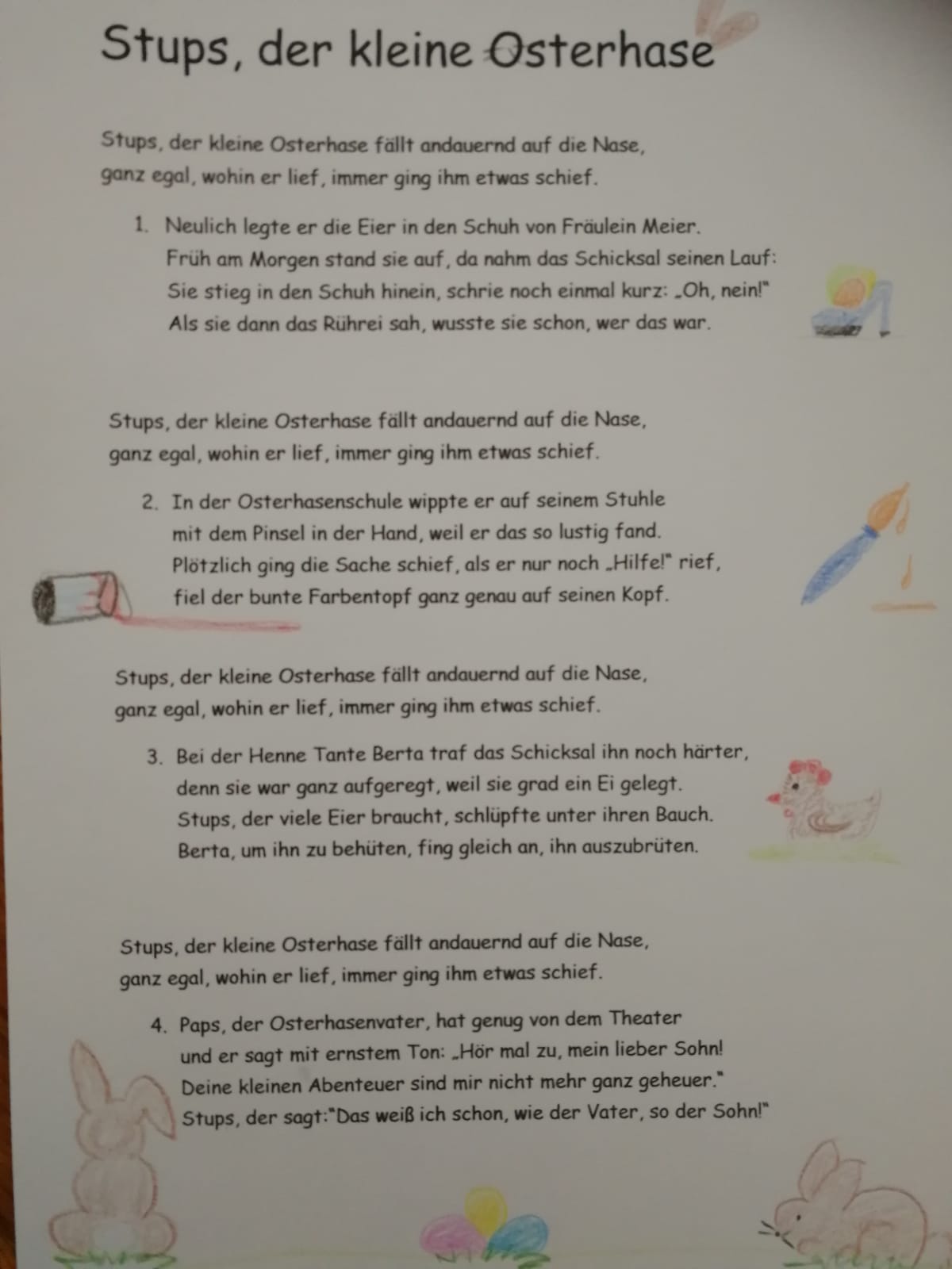 Stups Der Kleine Osterhase Text Deutsch